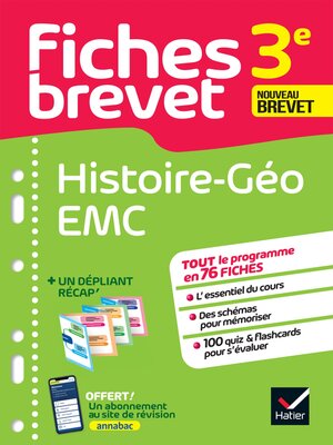 cover image of Fiches brevet HIstoire-Géographie EMC 3e Brevet 2024